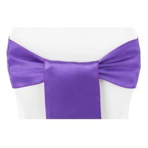 50 count | Purple Satin Chair Sashes Wedding Party Dining Banquet Bows Ties New